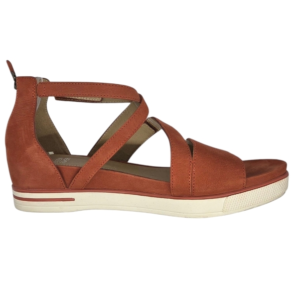Eileen Fisher Sally Orange Nubuck Leather Strappy Sandals Sz 9.5 Summer Casual - Picture 1 of 14